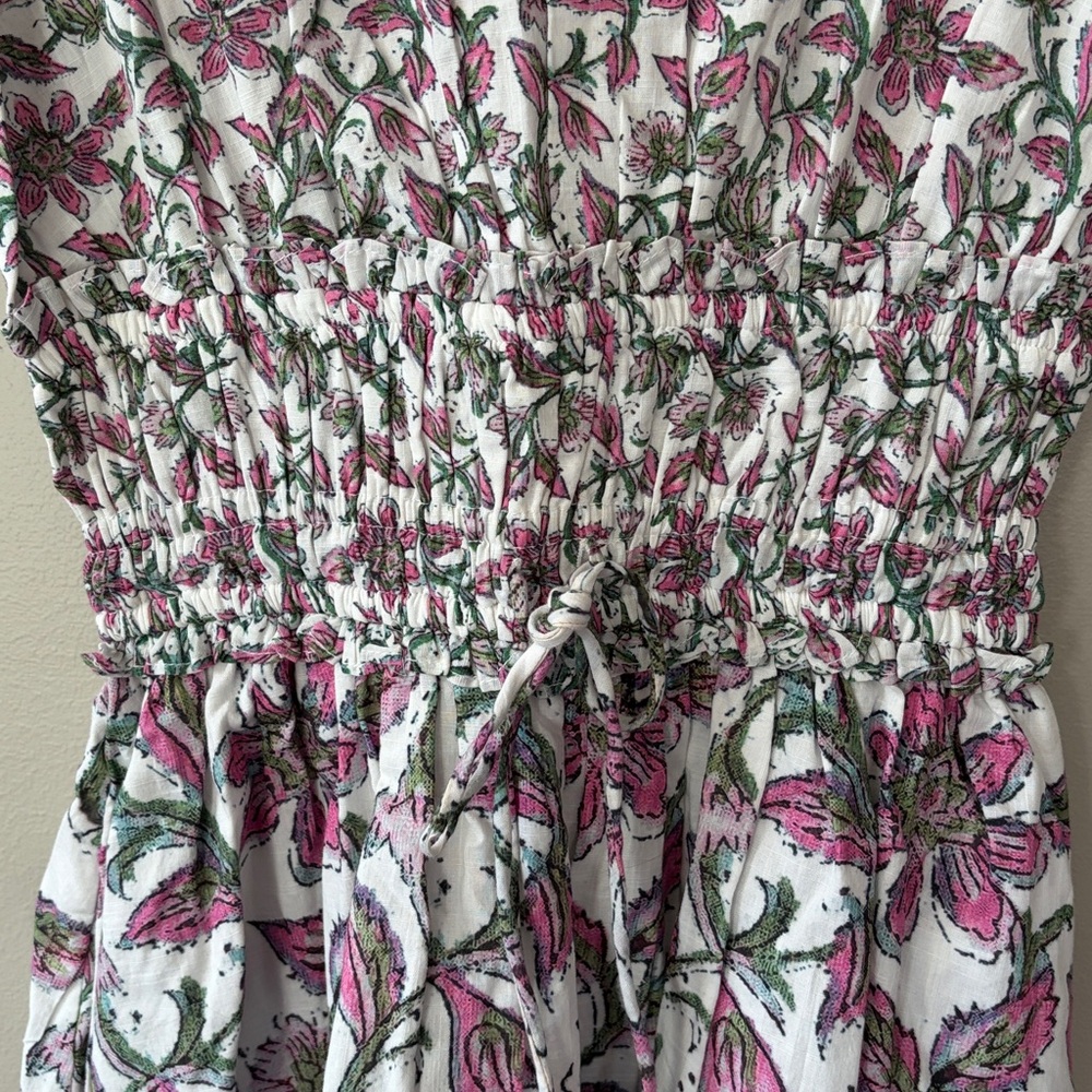 Celina Moon Floral Cotton Mini Dress Size XS White Pink Green - Picture 3 of 10